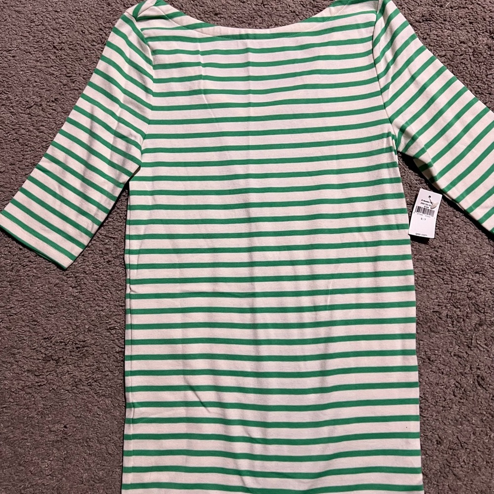 GAP Green and White Striped Top